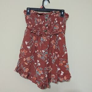 Boho Chic American Eagle Outfitters Milkmaid Summer Floral Romper With Ruffles